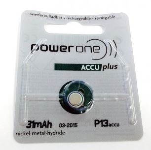 Power One 13 Rechargeable Hearing Aid Battery